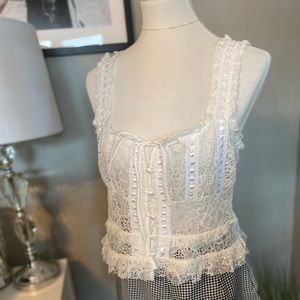 For Love and Lemons lace button up corset tank.